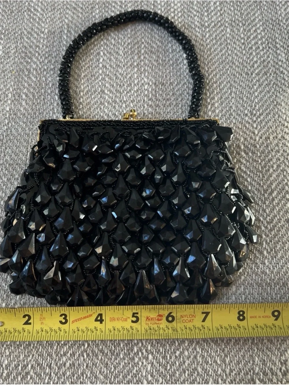 Vintage Walborg Richere Black Beaded Clutch Evening Bag Hand Made Hong Kong 1960